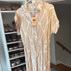 Cider Beige Leaf Pattern Jumpsuit